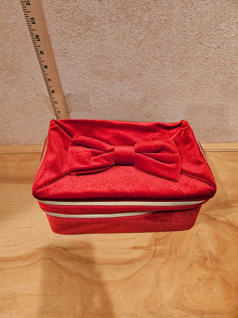 Red Velvet Cosmetic Case with Bow