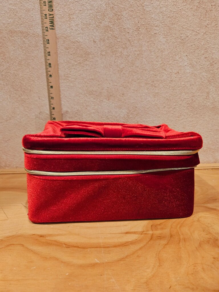 Red Velvet Cosmetic Case with Bow