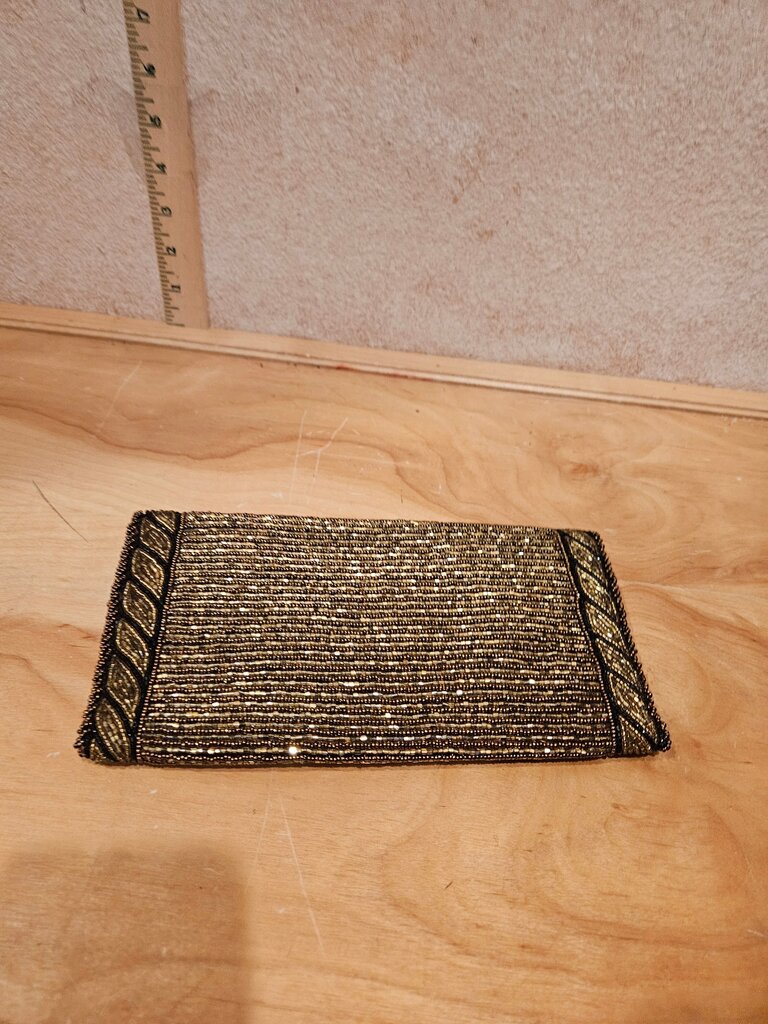 Vintage Beaded Evening Clutch with Gold Accents