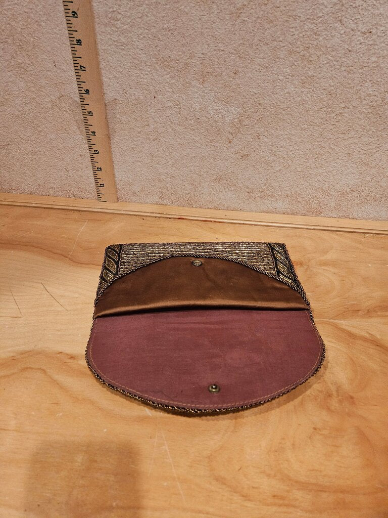 Vintage Beaded Evening Clutch with Gold Accents
