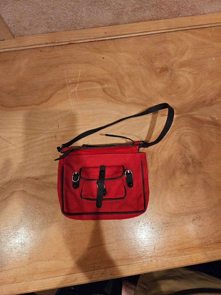 Red Messenger Bag with Front Pocket
