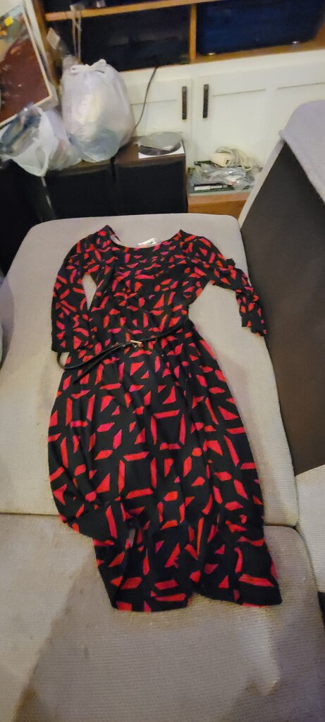 Calvin Klein Black and Red Printed Dress