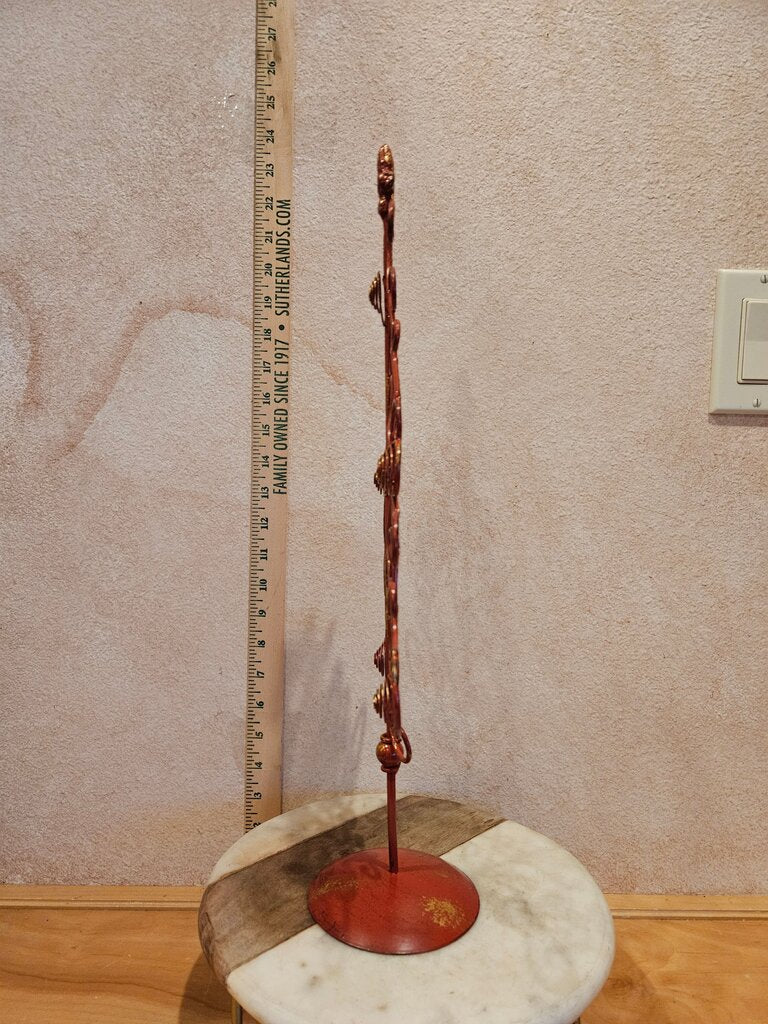 Red Metal Decorative Tree Stand Chippy Farmhouse Holiday Christmas Decor