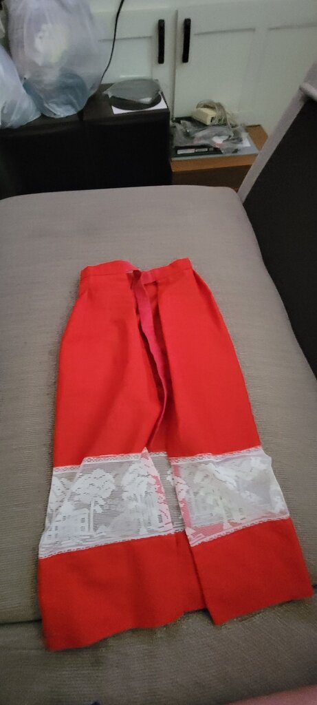 Red Lace-Trimmed Pants
