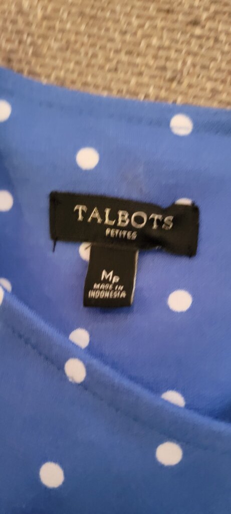 Talbots Petite Blue Polka Dot Dress