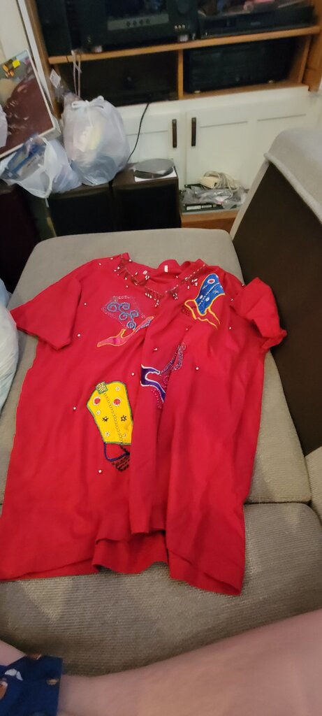 Red Beaded Embroidered Top
