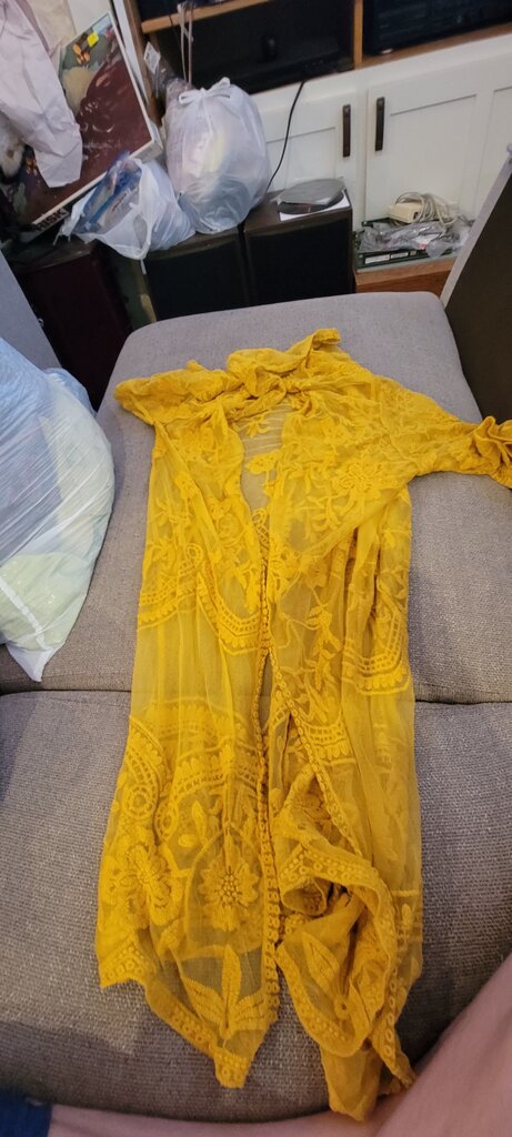 Yellow Lace Kimono Cardigan