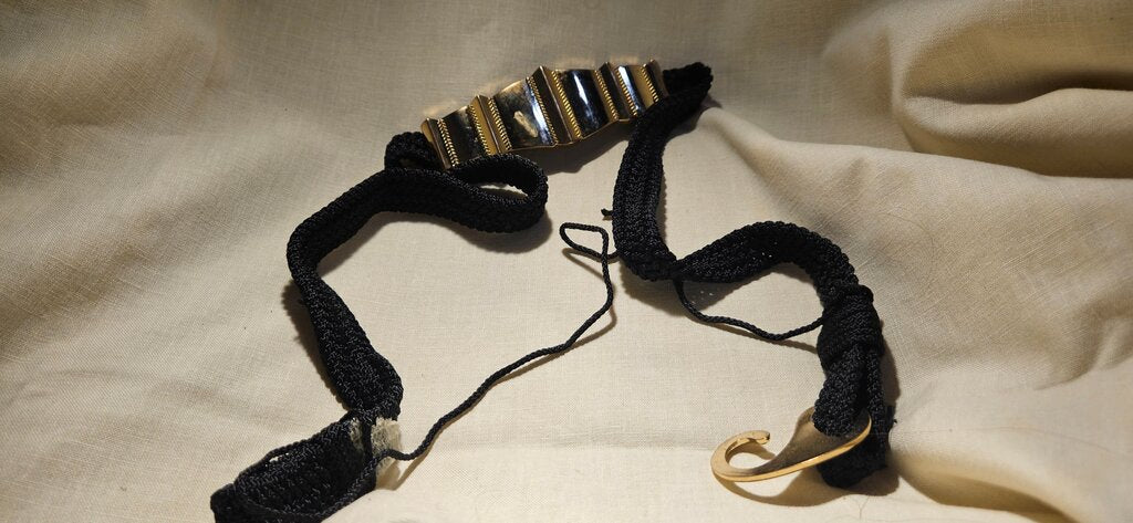Vintage Black Stretch Belt with Gold Accent