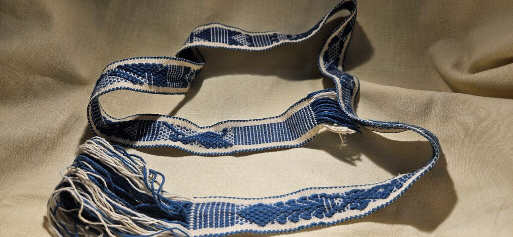 Handwoven Blue and White Textile Belt