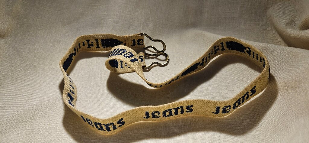 Beige Jeans Belt with Hooks