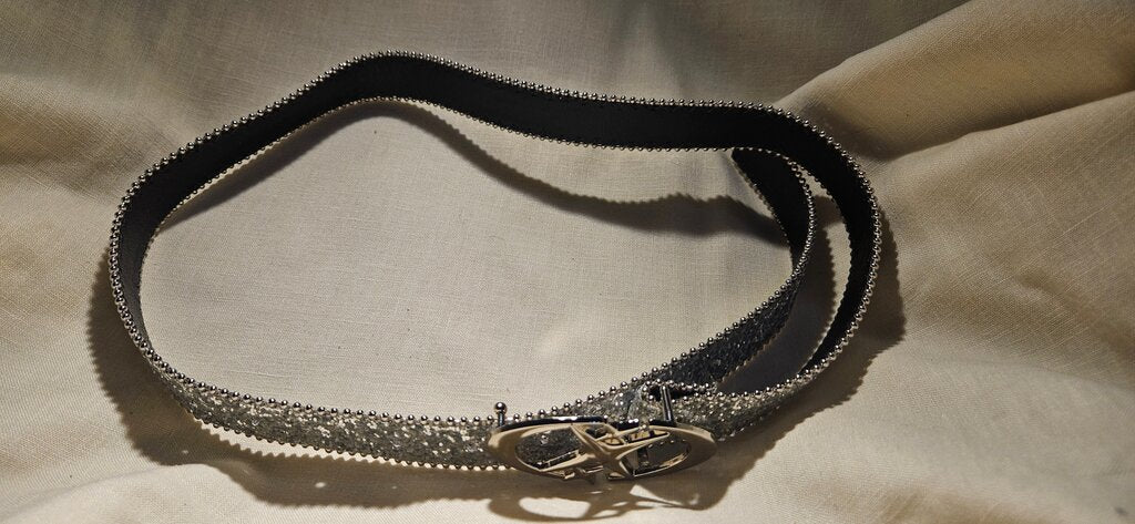 Sparkly Black Belt with Silver Accents