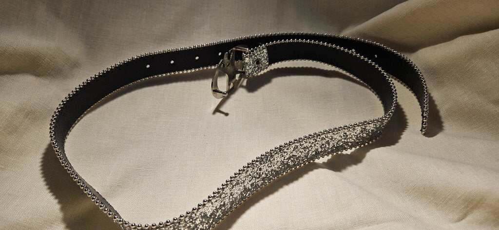 Sparkly Black Belt with Silver Accents