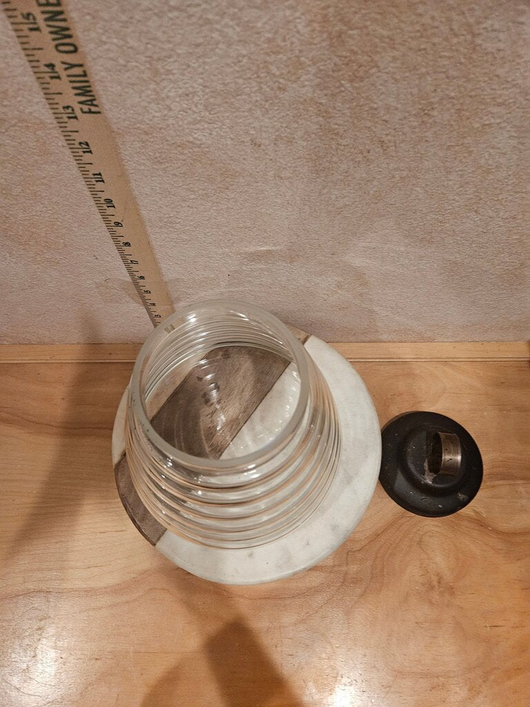 Vintage Large Beehive Shaped Canister with Black Metal Lid/Beehive Cookie Jar/Rustic Jar with Metal Lid/Unique Cookie Jar/Clear Jar with Lid