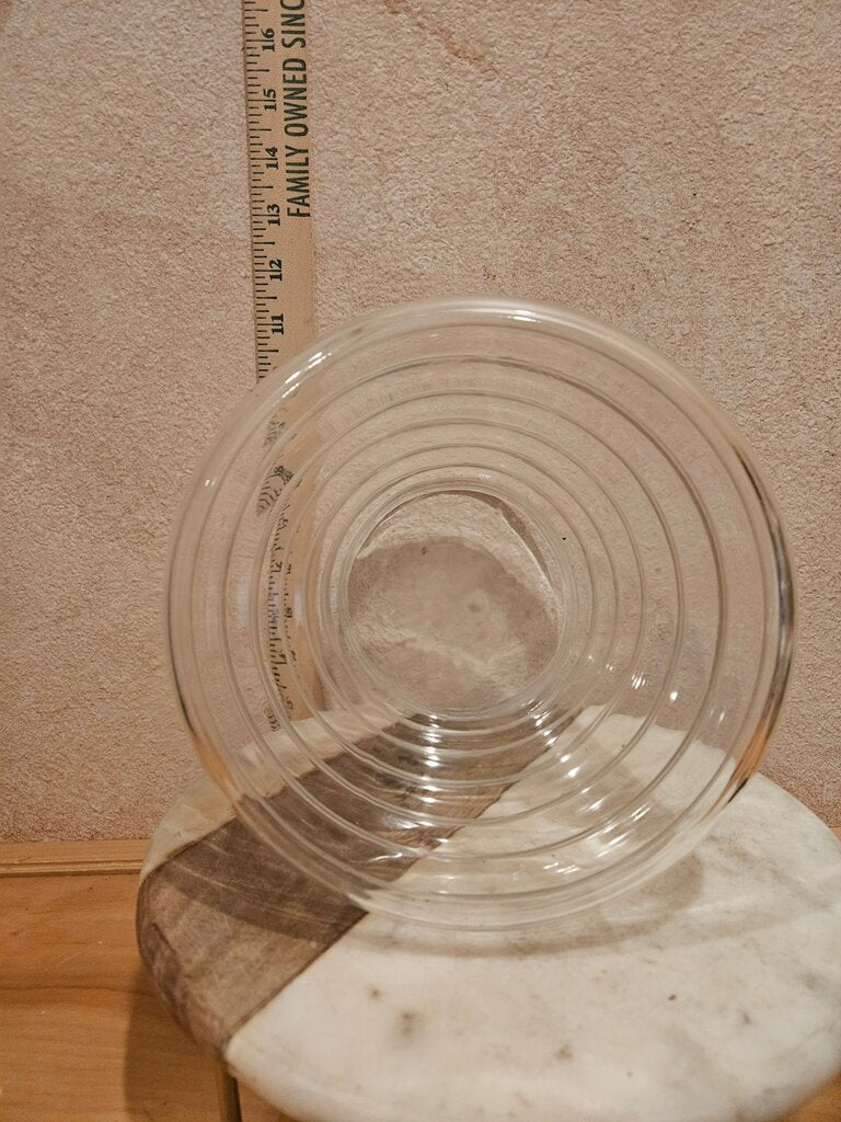 Vintage Large Beehive Shaped Canister with Black Metal Lid/Beehive Cookie Jar/Rustic Jar with Metal Lid/Unique Cookie Jar/Clear Jar with Lid