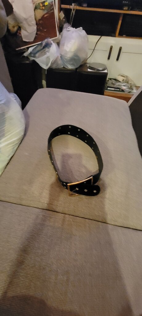 Black Leather Belt with Gold Buckle