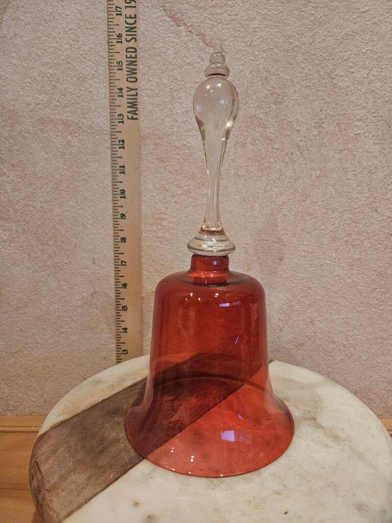 Vintage Victorian English Cranberry Hand Blown Glass Wedding Bell Beehive Finial c.1890