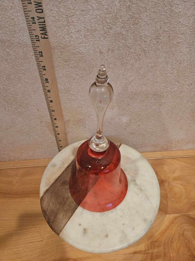 Vintage Victorian English Cranberry Hand Blown Glass Wedding Bell Beehive Finial c.1890