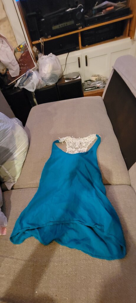 Teal Tank Top with Crochet Detail