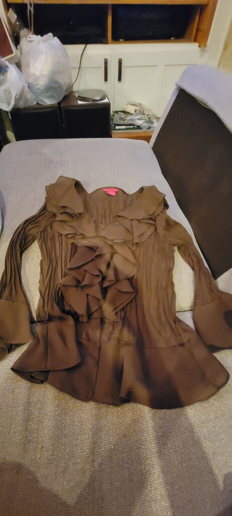 Women's Brown Ruffled Blouse