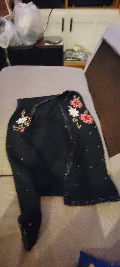 Merry & Bright Black Holiday Sweater with Floral Embroidery