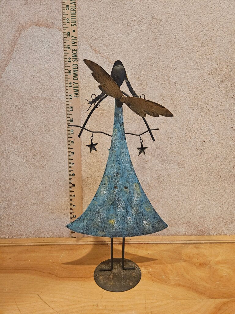 Whimsical Folk Art Metal Ange Art Figurine Farmhouse Holiday Christmas Decor