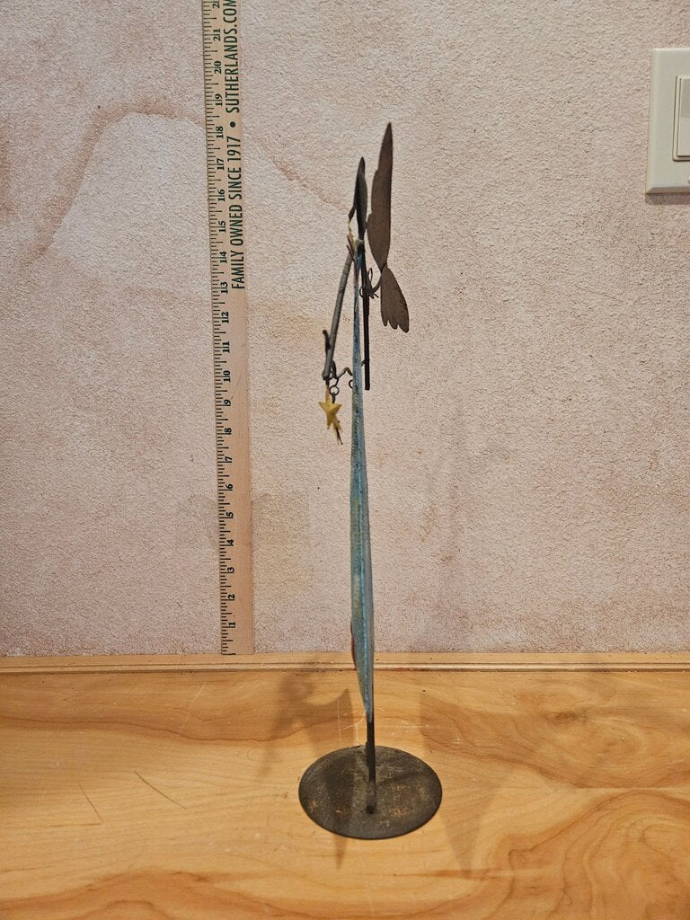 Whimsical Folk Art Metal Ange Art Figurine Farmhouse Holiday Christmas Decor