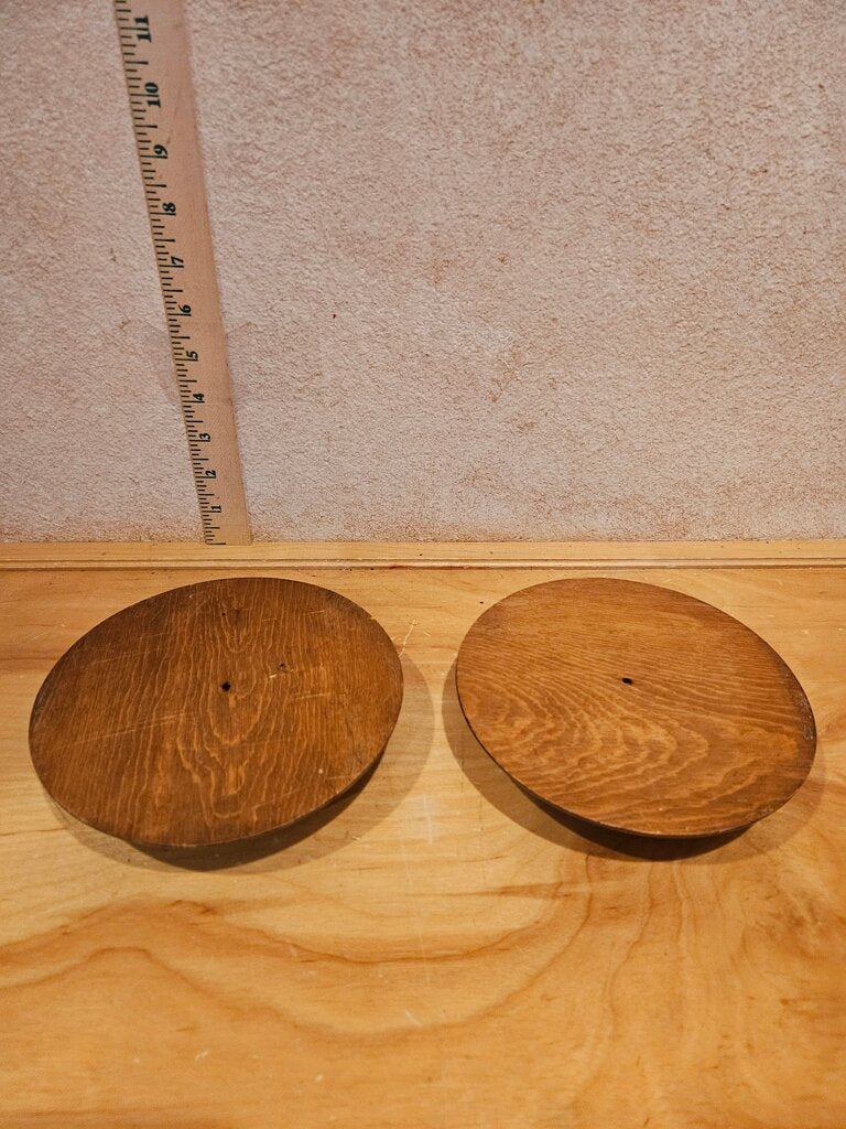 Vintage Pair of MCM Chunky Wooden candle holder add hurricane glass for unique antique look