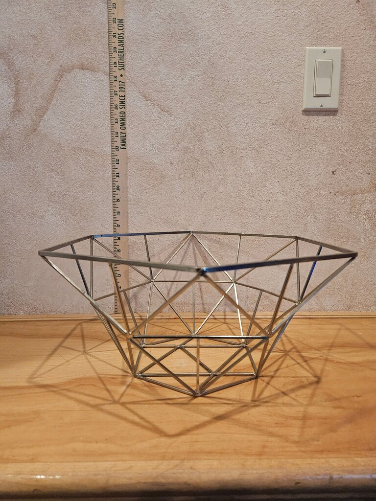 Geometric Metal wire Wire Abstract Bowl Metal Diamond Pattern Fruit Basket Holder Rack Bowl Storage Stand Dining Table Tidy