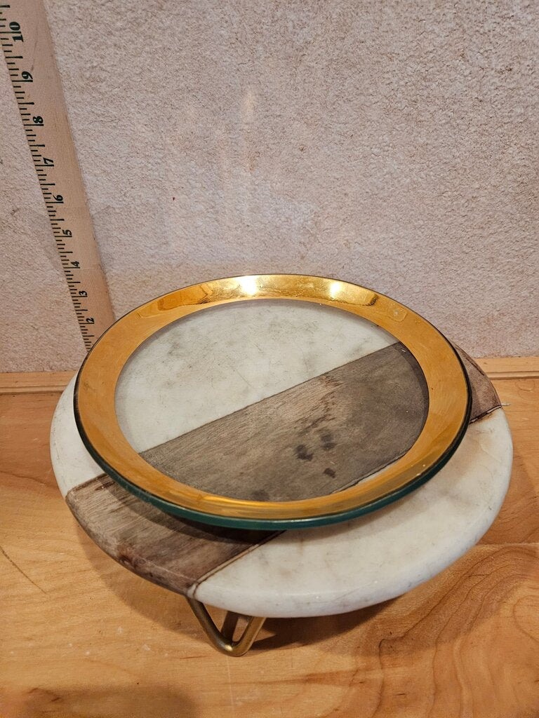 Roman Vintage As is Gilded Service/Charger Gilt Gold Edged Plate by Annieglass 24K Gold, Signed Plate Platter MCM Hollywood Regency Tableware Barware