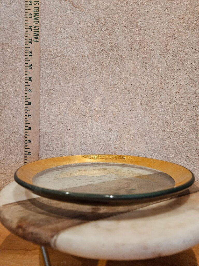 Roman Vintage As is Gilded Service/Charger Gilt Gold Edged Plate by Annieglass 24K Gold, Signed Plate Platter MCM Hollywood Regency Tableware Barware