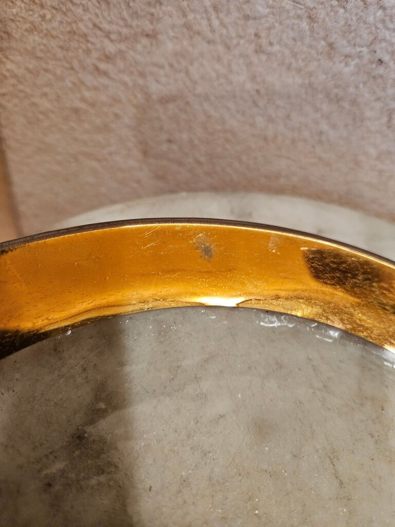 Roman Vintage As is Gilded Service/Charger Gilt Gold Edged Plate by Annieglass 24K Gold, Signed Plate Platter MCM Hollywood Regency Tableware Barware