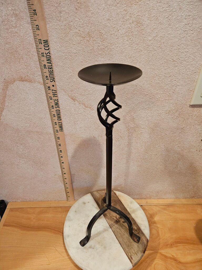 Vintage Elegant PIER 1 Twisted Basket Spanish Inspired Wrought Iron Matte Black Candle Holders