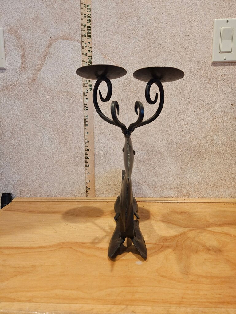 Vintage Pier 1 Iron Reindeer 13" Tall and 15" long Christmas Candle Holder, Industrial Farmhouse