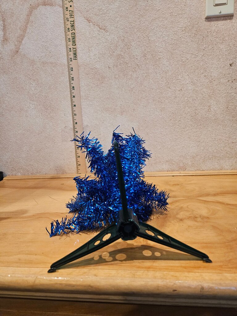 SMALL CHRISTMAS TREE WITH STAND Blue Tinsel Christmas Tree Vintage Style