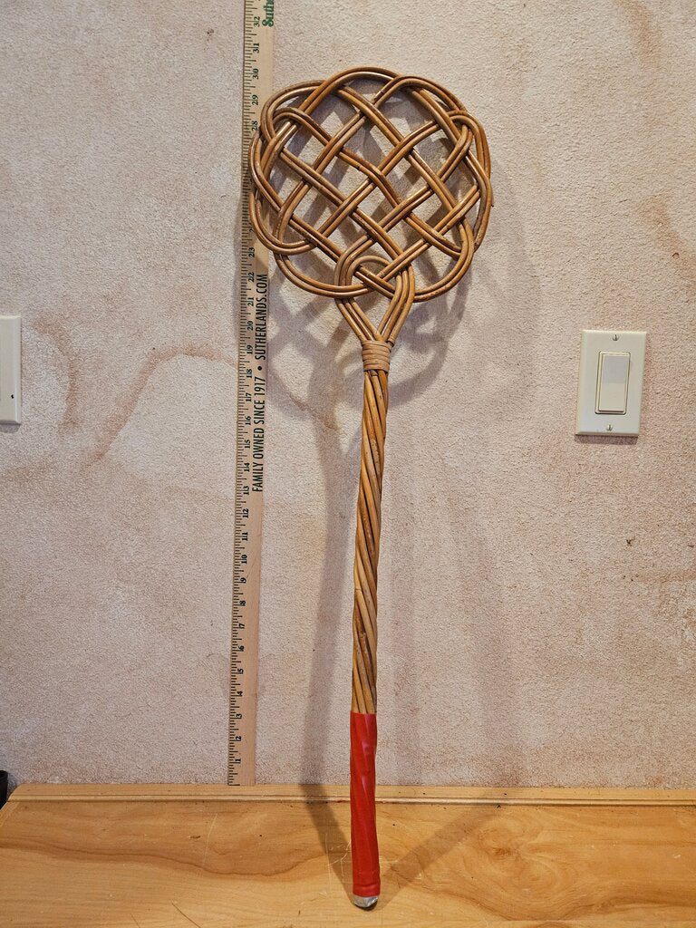 Old Vintage probably Antique Primitive Wooden Twisted Wicker Willow Rug Beater Carpet Swatter r old French rattan country chic