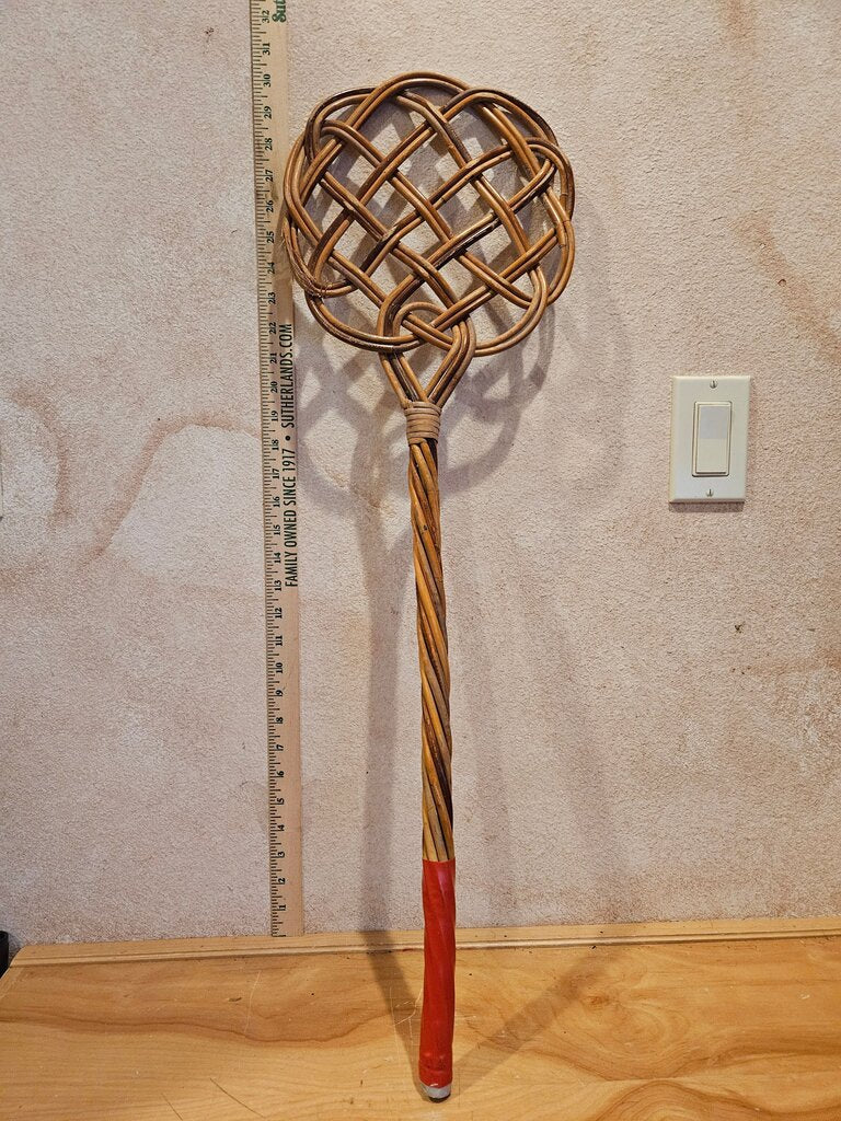 Old Vintage probably Antique Primitive Wooden Twisted Wicker Willow Rug Beater Carpet Swatter r old French rattan country chic