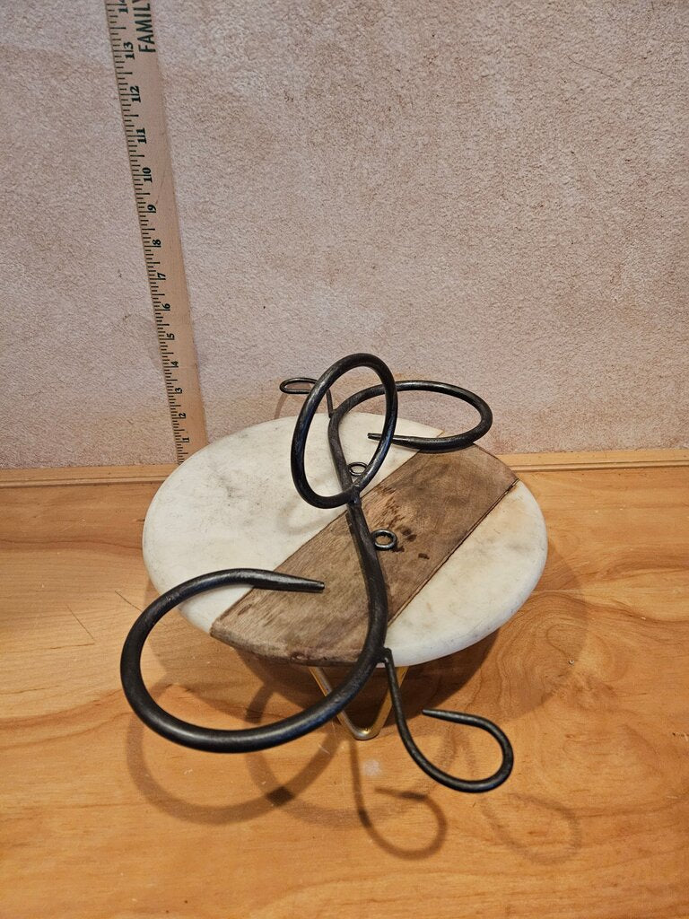 Vintage Marble and Wood Table Stand