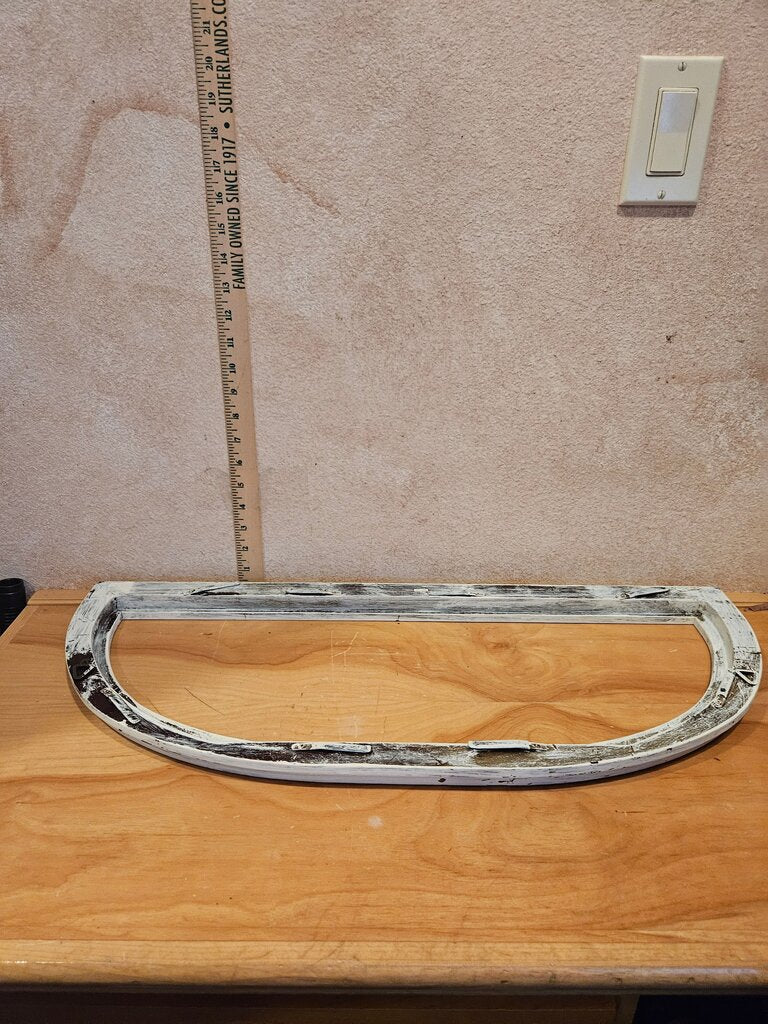 Vintage Industrial Arch Window Sash Half Round Top Farmhouse Chippy paint picture frame repurpose w hooks for rack mirror etc