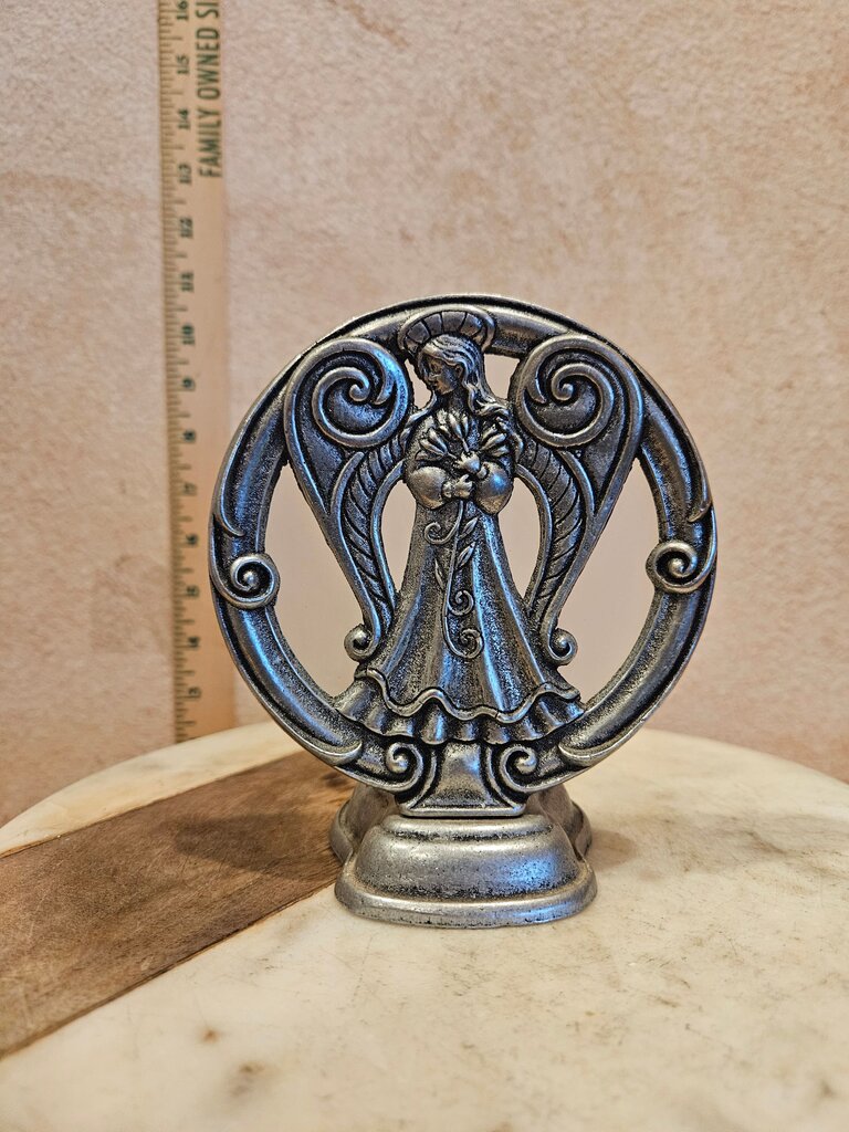 Carson Statesmetal Signed Artist or owner Artesian Arts & Craft Pewter Angel Candle Holder Freeport, PA USA