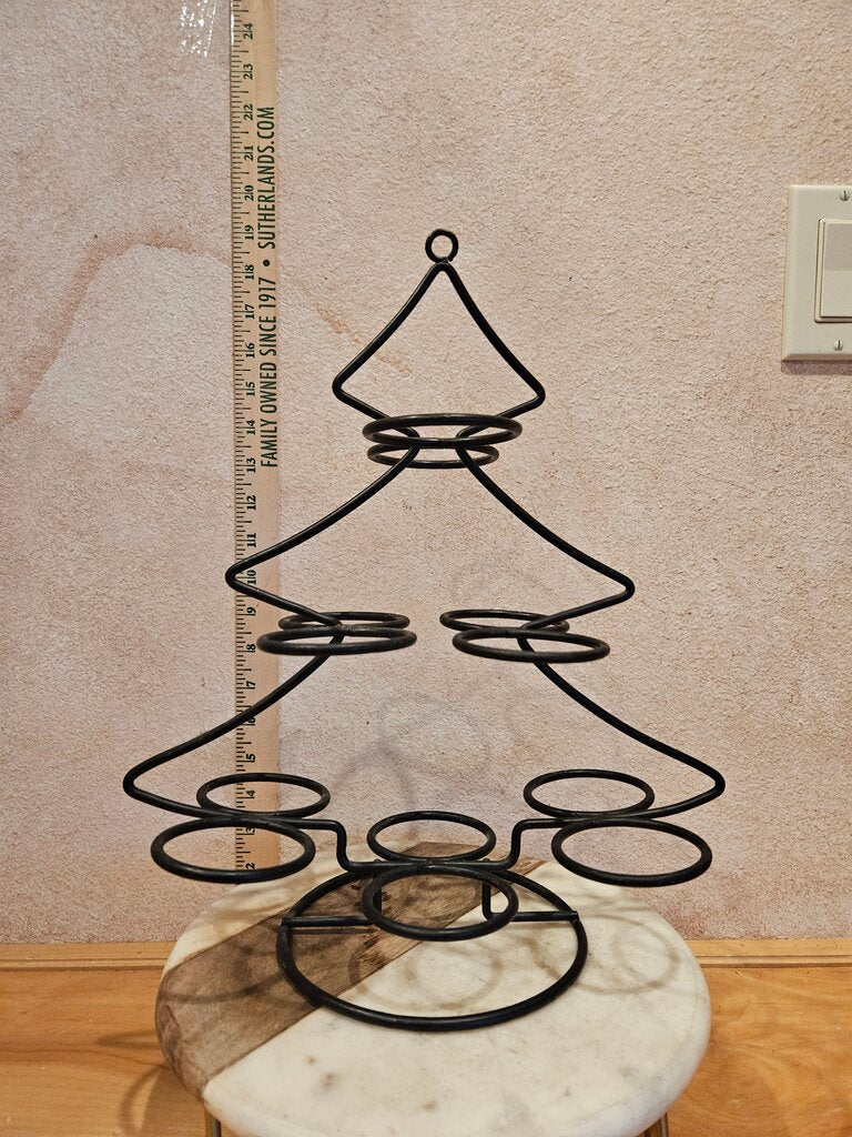 Vintage Wrought Iron Christmas Tree Wire Metal Holder Stand for Holiday Ornament / terrarium / plant / candle holder Display
