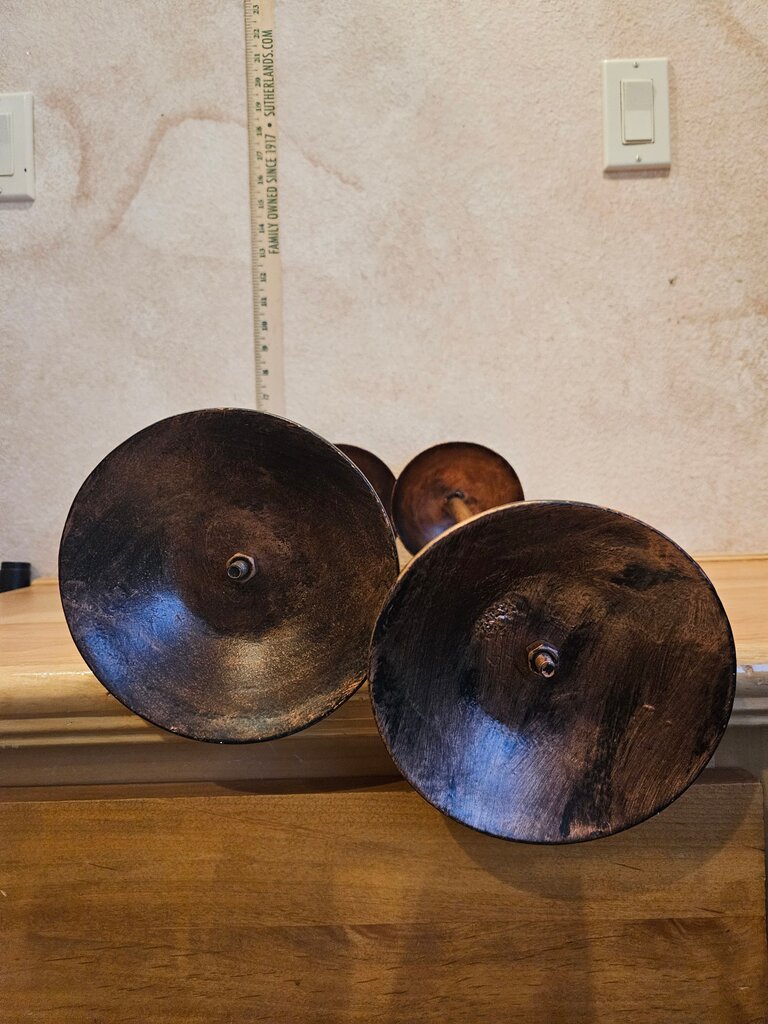 Faux Brushed Antique Copper Finish hat / wig / Medieva lDepot Antiqued Helmet Presentation Stand - Overall 17" Display