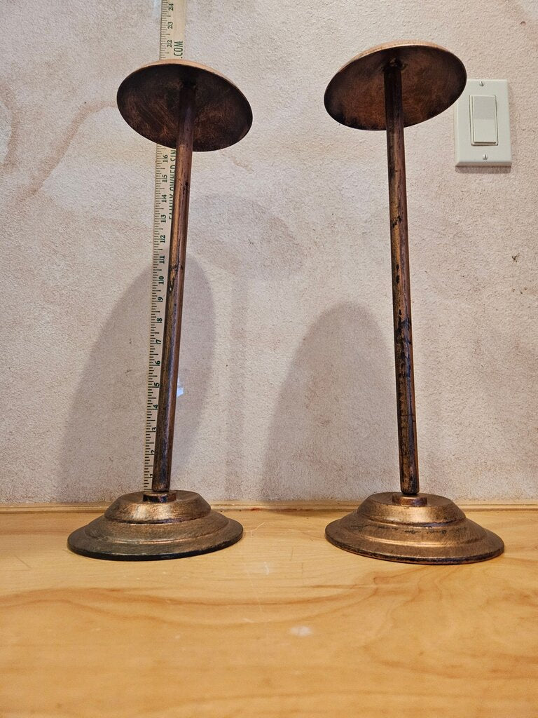 Faux Brushed Antique Copper Finish hat / wig / Medieva lDepot Antiqued Helmet Presentation Stand - Overall 17" Display