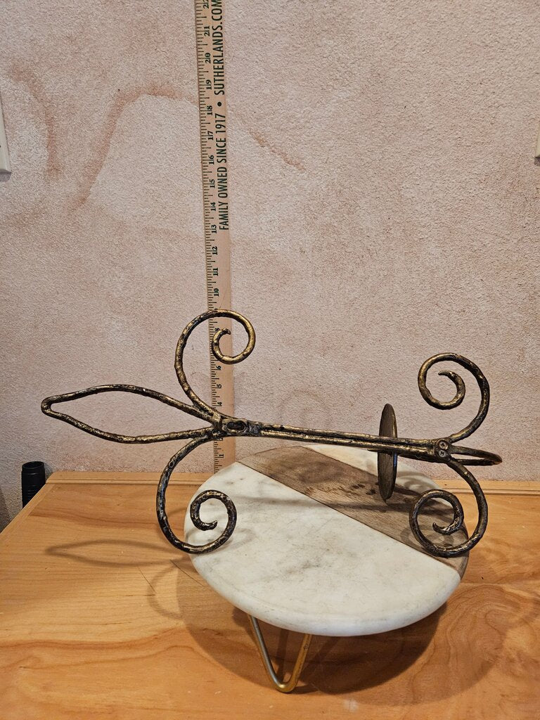 Vintage Fleur-de-Lis Gilded Scrolled Metal Wall Artisanal Sconce Candle Holder Hollywood Regency Style