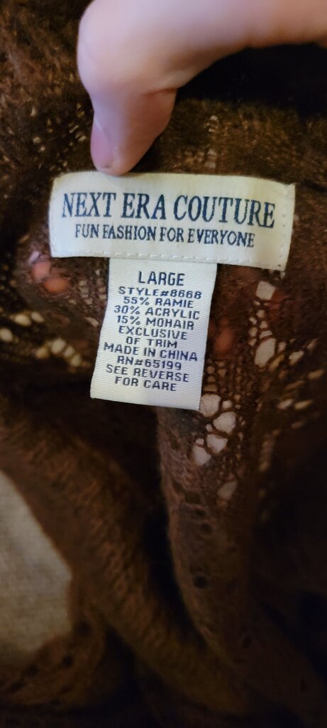 Brown Knit Cardigan with Ruffles