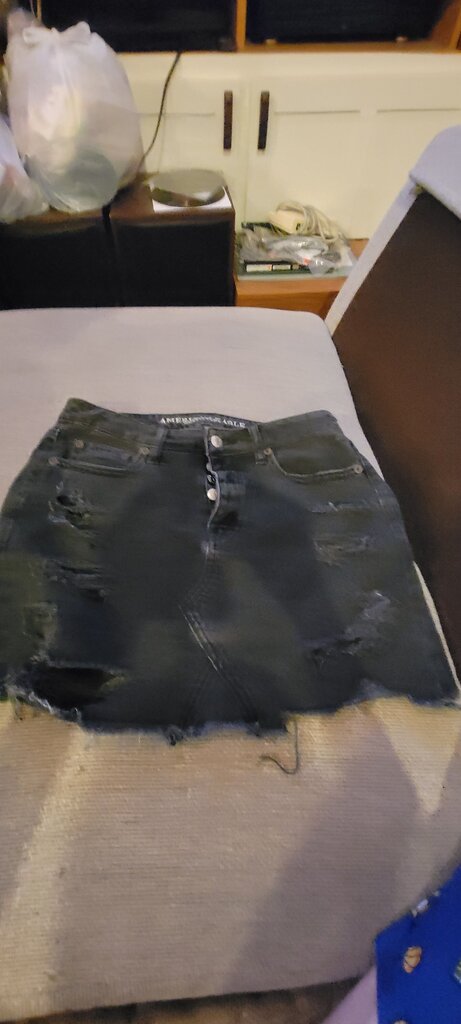 American Eagle Outfitters Distressed Black Denim Skirt