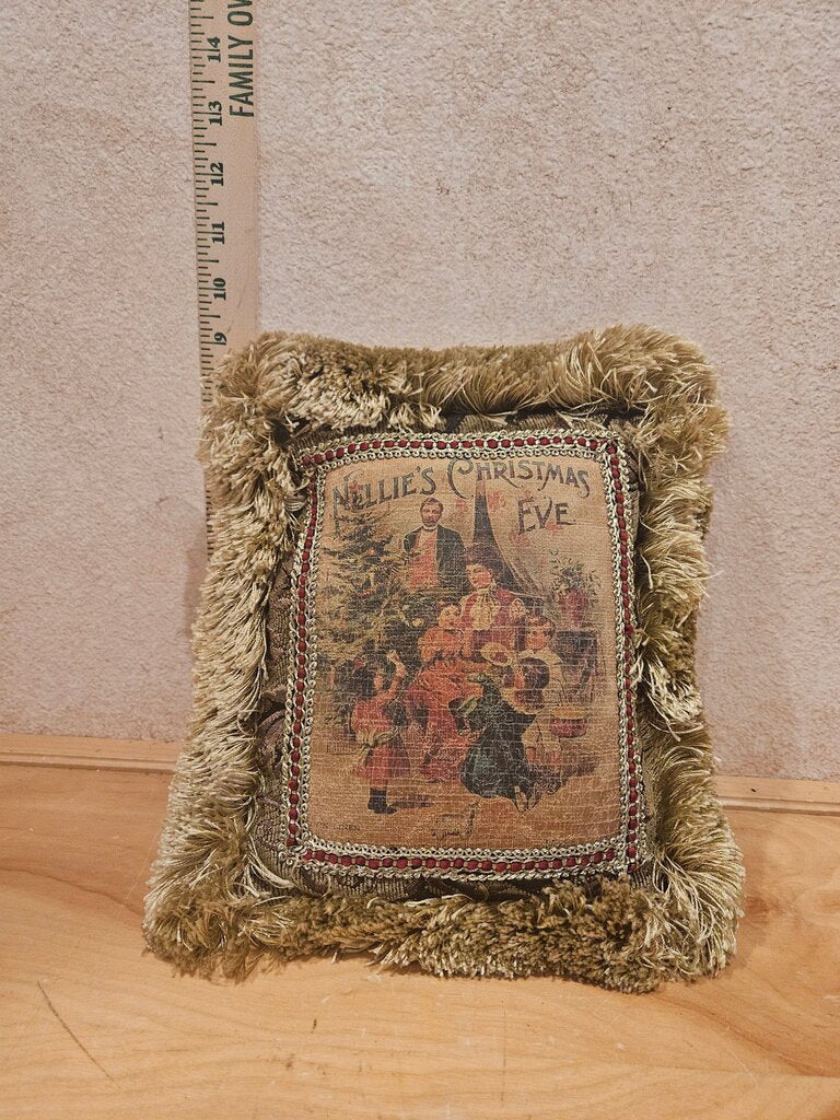 PULVERMACHER DESIGNS NY Luxury Christmas Fringed Luxury Pillow - Nellie's Christmas Eve Grandmacore Cottage Granny Core Victorian Christmas style