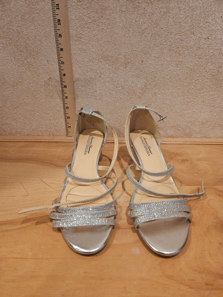 Badgley Mischka Silver Strappy Heels