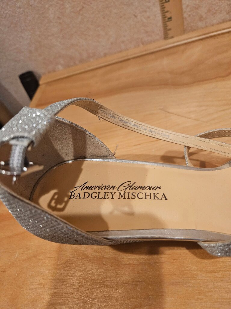 Badgley Mischka Silver Strappy Heels
