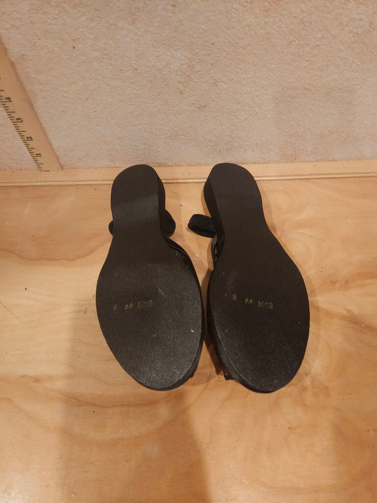 Women's Black and Gold Open-Toe Sandals