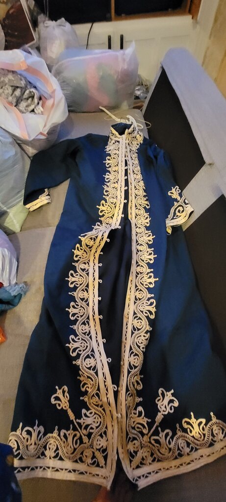 Embroidered Blue Kaftan Dress